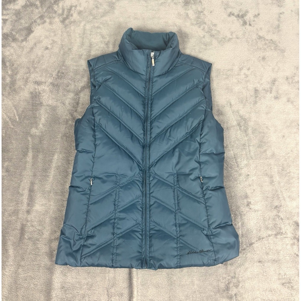 Eddie Bauer Premium Quality Goose Down‎ Puffer Vest Women's XS Blue Full Zip